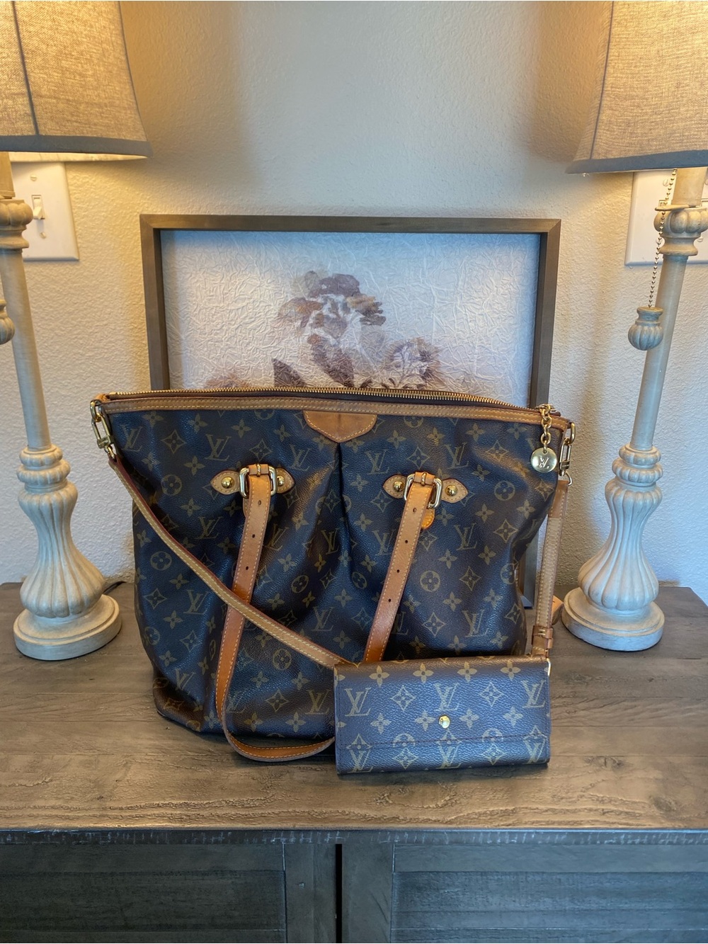 Louis Vuitton Monogram Canvas tote and wallet set